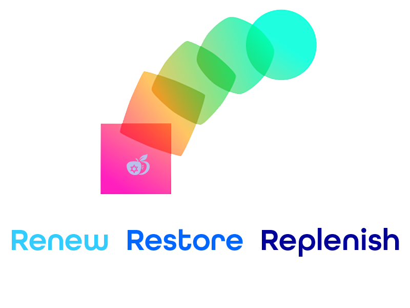 Image of words "renew, restore, replenish".
