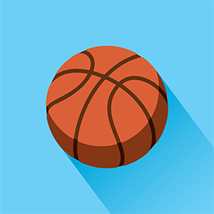 A basketball on a blue background.