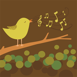 A bird on a branch singing.