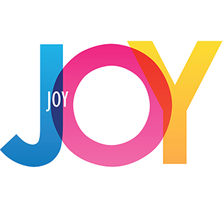 The word "joy" in colorful letters.