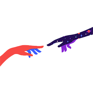 The hand of God touching the hand of man.