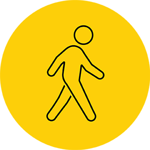 Outline of man walking forward.