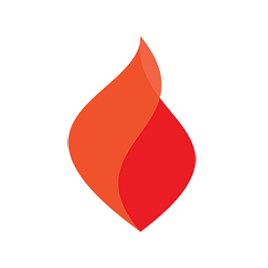 Graphic of an orange-colored flame.